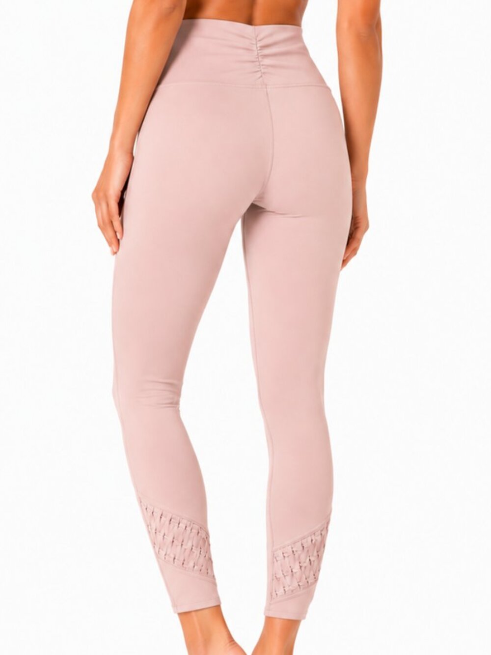 FP MOVEMENT (Free People) Revelation Crop Cut Out Leggings Pink Pearl Size S